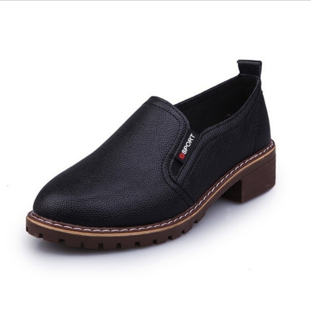 Black Genuine Leather Slip On Shoes